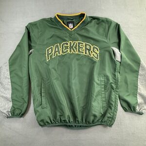 NFL Green Bay Packers XL Mens Pullover Jacket Green Yellow Side Zip 2 Pockets